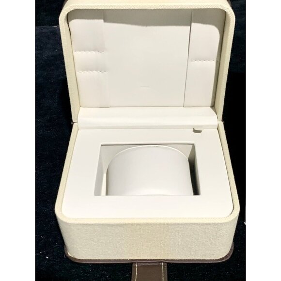Baume & Mercier Box Watch Presentation Gray Cardboard Brown Leather Empty - Picture 3 of 8